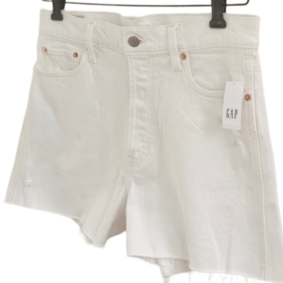 GAP White Cheeky High Rise Denim Shorts NWT 29 Tall - Picture 6 of 13